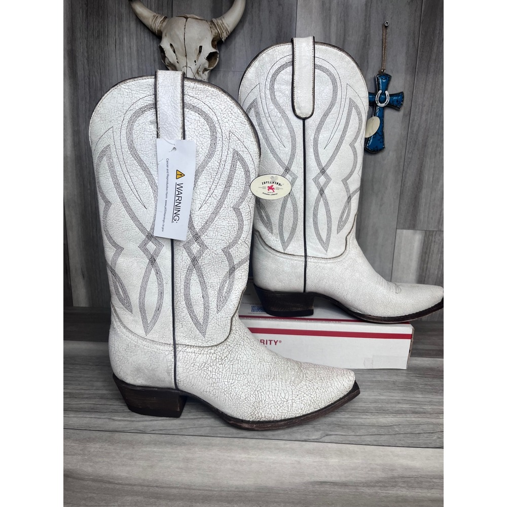 Idyllwind Colt Western Boots Womens 9B White Cracked Leather Snip Toe BIDLSP20P4